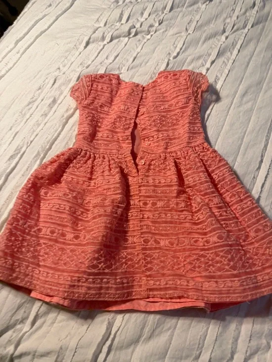 Carter's Coral Lace Casual Dress with Flutter Sleeves - Picture 3 of 3